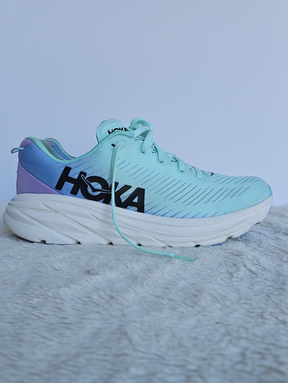 Hoka One One Rincon 3 Summer Aqua Pastel Blue Purple Running Shoes Women’s 9B